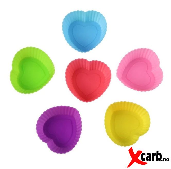 Hovedbilde Muffinsformer i silikon  6 stk hjerte